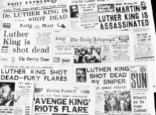 This is how the morning newspapers in London headlined the assassination of Dr. Martin Luther King, April 5, 1968. (AP Photo)
